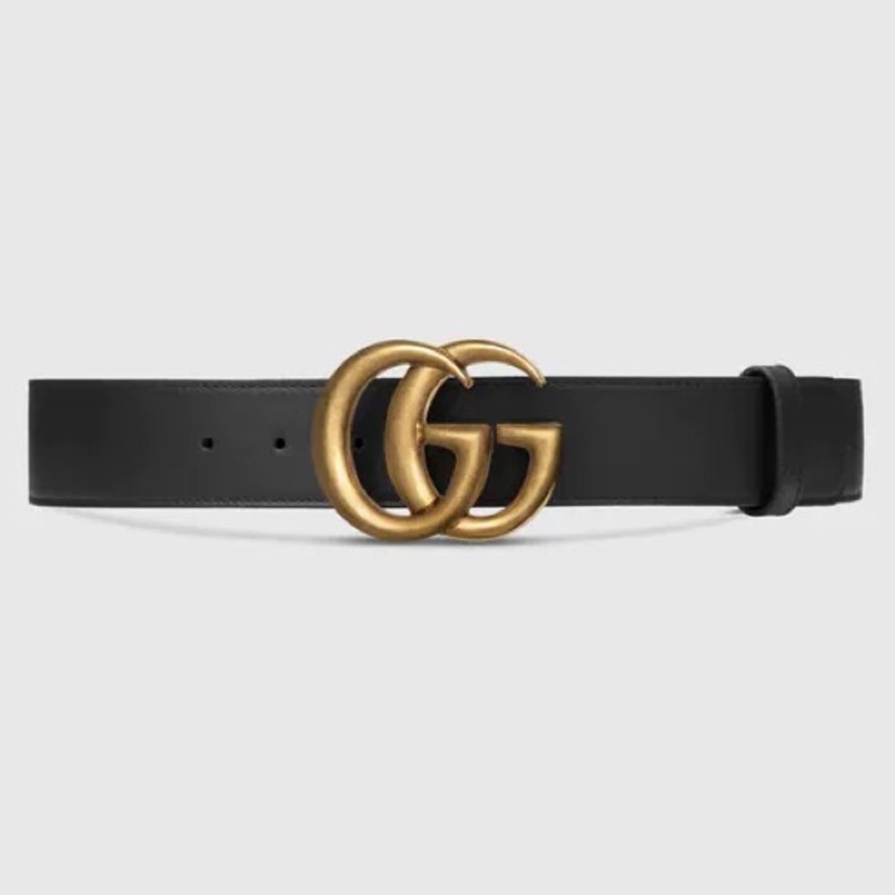Authentic GUCCI logo belt black and gold